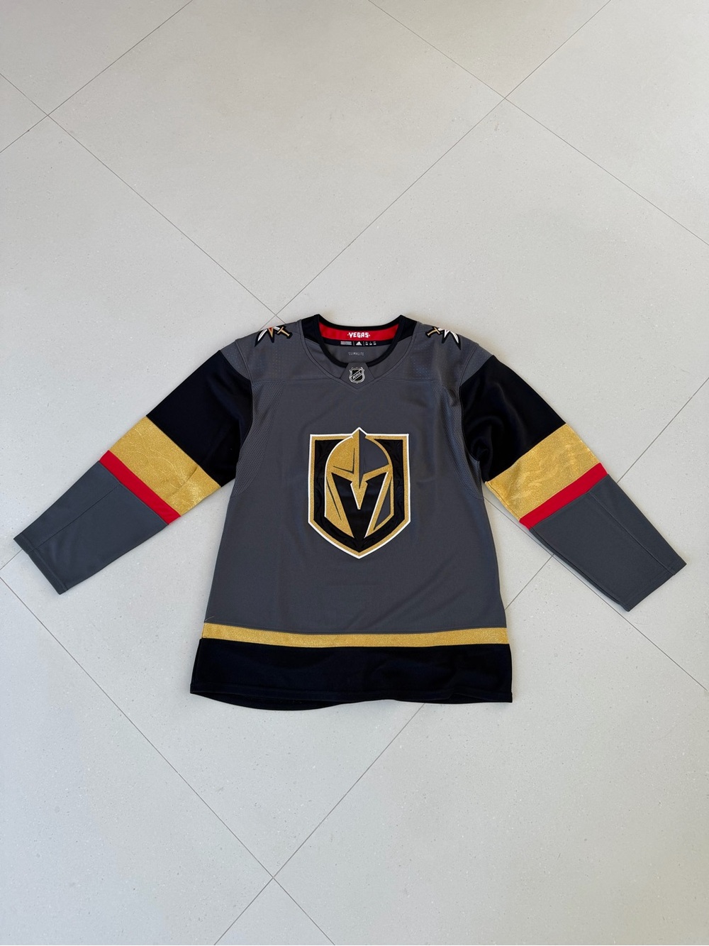 adidas Kids Gray, Gold & Black Hockey Jersey with Red Trim